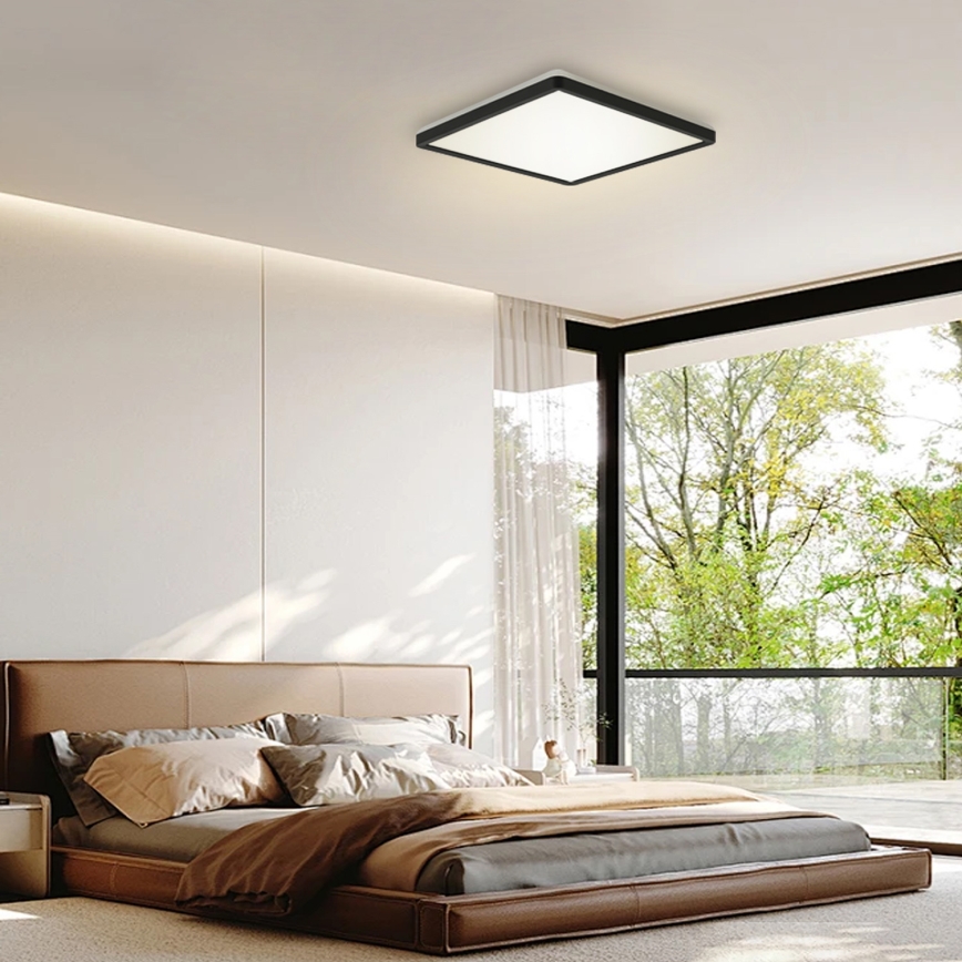 Brilagi - Plafonnier salle de bain ULTRA SLIM LED/24W/230V 42x42 cm noir IP54