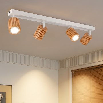 Brilagi - Luminaire spot MODERN WOOD 4xGU10/8W/230V bois/blanc