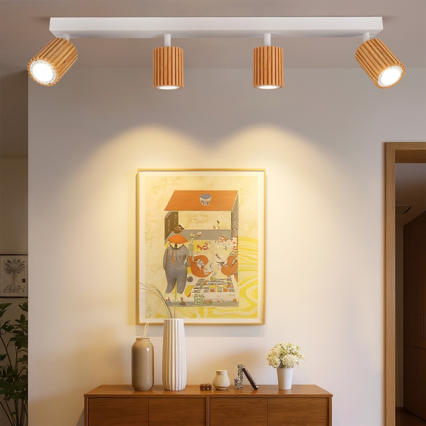 Brilagi - Luminaire spot MODERN WOOD 4xGU10/8W/230V bois/blanc