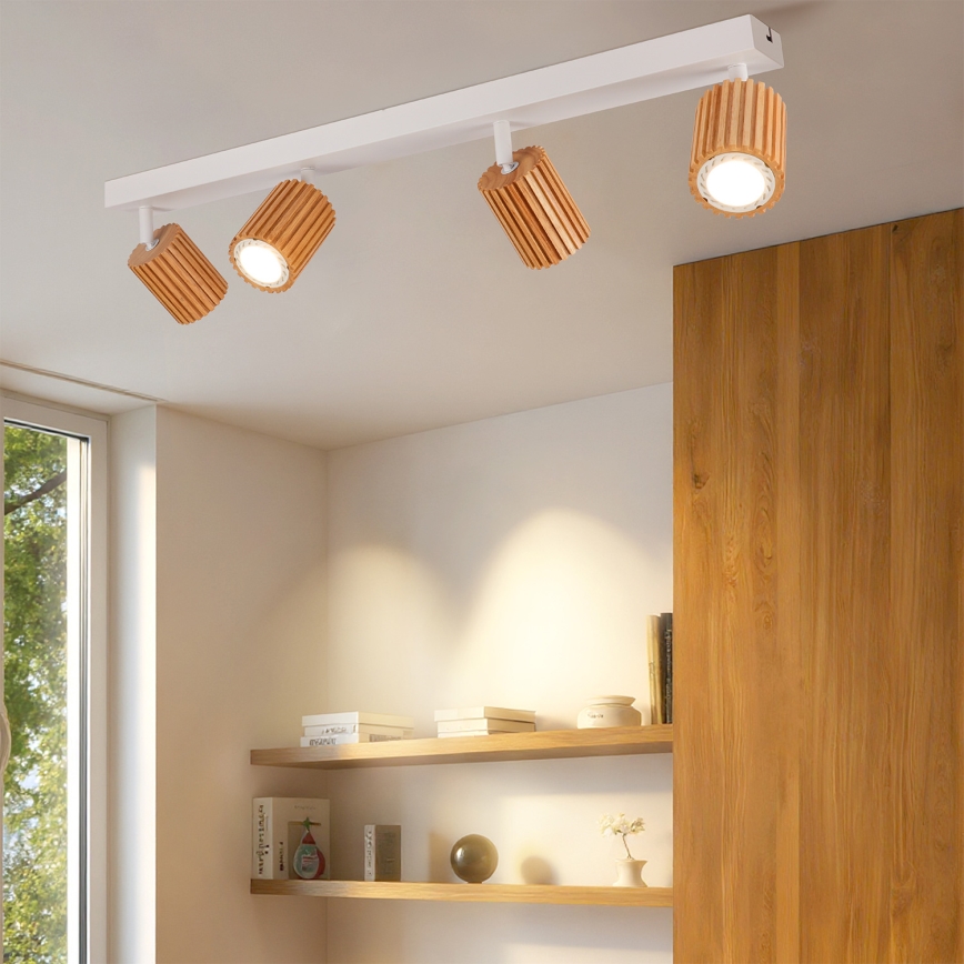 Brilagi - Luminaire spot MODERN WOOD 4xGU10/8W/230V bois/blanc