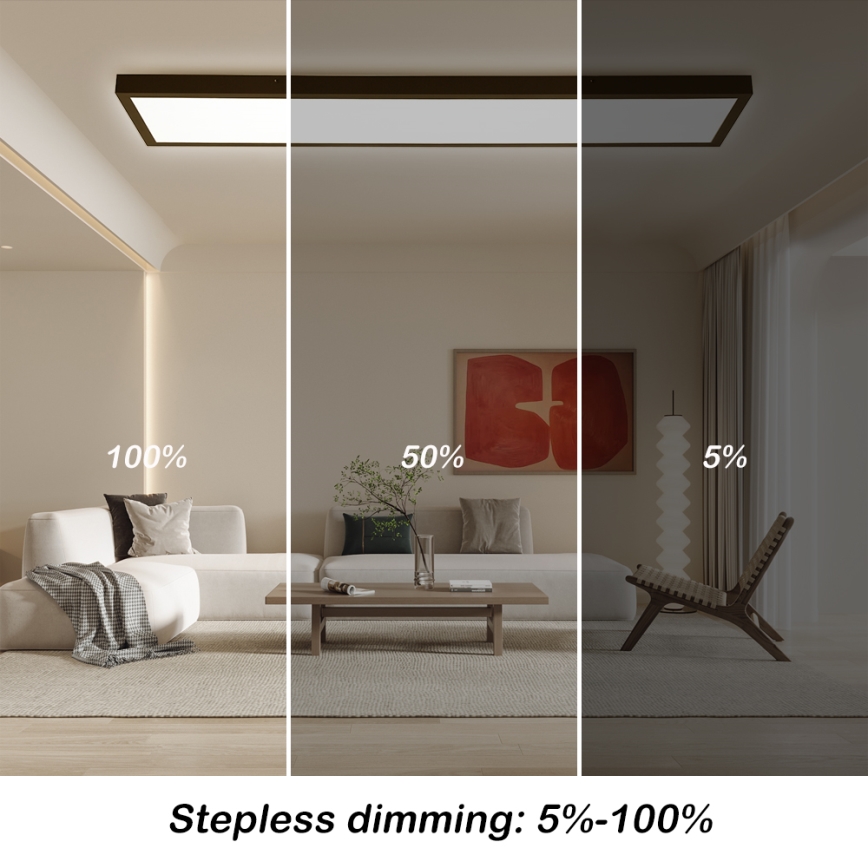 Brilagi - Plafonnier salle de bain à intensité variable FRAME SMART LED/50W/230V 30x120 cm 3000-6000K IP44 noir + télécommande