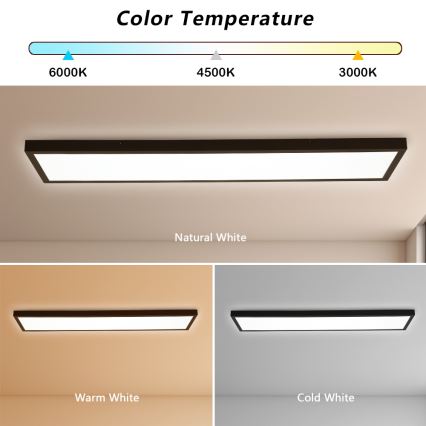 Brilagi - Plafonnier salle de bain à intensité variable FRAME SMART LED/50W/230V 30x120 cm 3000-6000K IP44 noir + télécommande