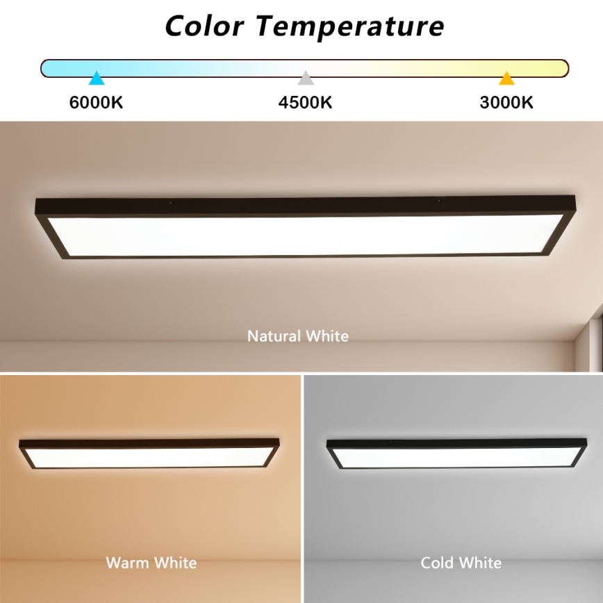Brilagi - Plafonnier salle de bain à intensité variable FRAME SMART LED/50W/230V 30x120 cm 3000-6000K IP44 noir + télécommande