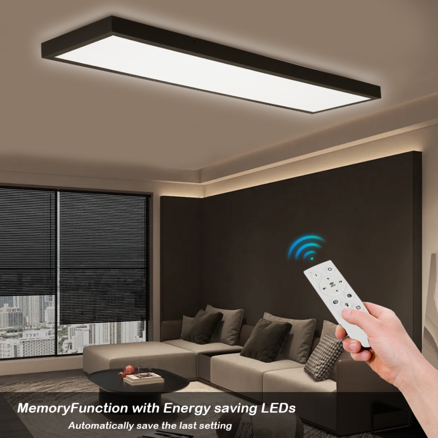 Brilagi - Plafonnier salle de bain à intensité variable FRAME SMART LED/50W/230V 30x120 cm 3000-6000K IP44 noir + télécommande