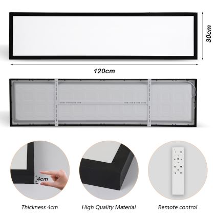 Brilagi - Plafonnier salle de bain à intensité variable FRAME SMART LED/50W/230V 30x120 cm 3000-6000K IP44 noir + télécommande