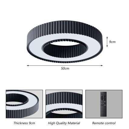 Brilagi - dimbare LED-plafondlamp LUMIX LED/48W/230V 3000-6000K zwart Ø 50 cm + afstandsbediening