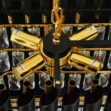 Brilagi - Lustre à chaîne ECLIPSE 10xE14/10W/230V 78x28 cm noir/doré