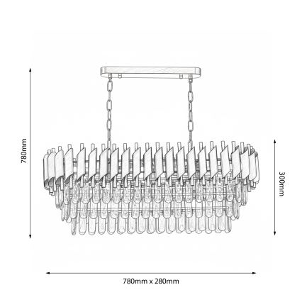Brilagi - Lustre à chaîne ECLIPSE 10xE14/10W/230V 78x28 cm noir/doré