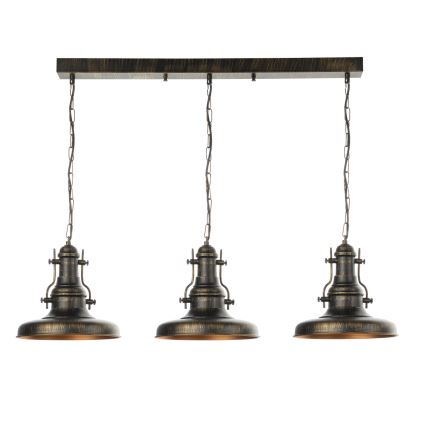 Brilagi - Lustre à chaîne PYRONIC 3xE27/40W/230V bronze patiné