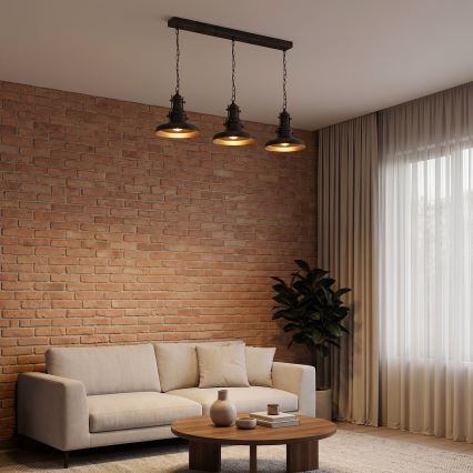 Brilagi - Lustre à chaîne PYRONIC 3xE27/40W/230V bronze patiné