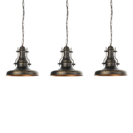Brilagi - Lustre à chaîne PYRONIC 3xE27/40W/230V bronze patiné