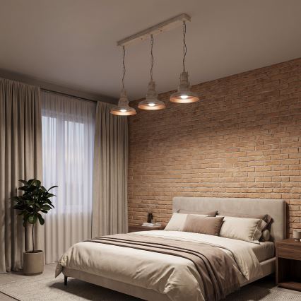 Brilagi - Lustre à chaîne PYRONIC 3xE27/40W/230V crème/patine
