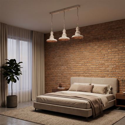 Brilagi - Lustre à chaîne PYRONIC 3xE27/40W/230V crème/patine