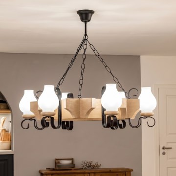 Brilagi - Lustre à chaîne QUEEN 6xE14/40W/230V chêne