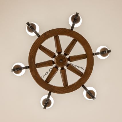 Brilagi - Lustre à chaîne ROATA 6xE14/40W/230V Ø 70 cm hêtre/noyer