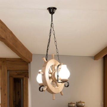 Brilagi - Lustre à chaîne TIMONA 2xE14/40W/230V chêne