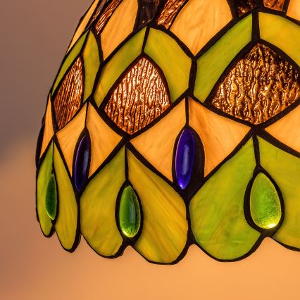 Brilagi - lustre en vitrail de style Tiffany suspendu par une chaîne MARGARET 2xE27/60W/230V