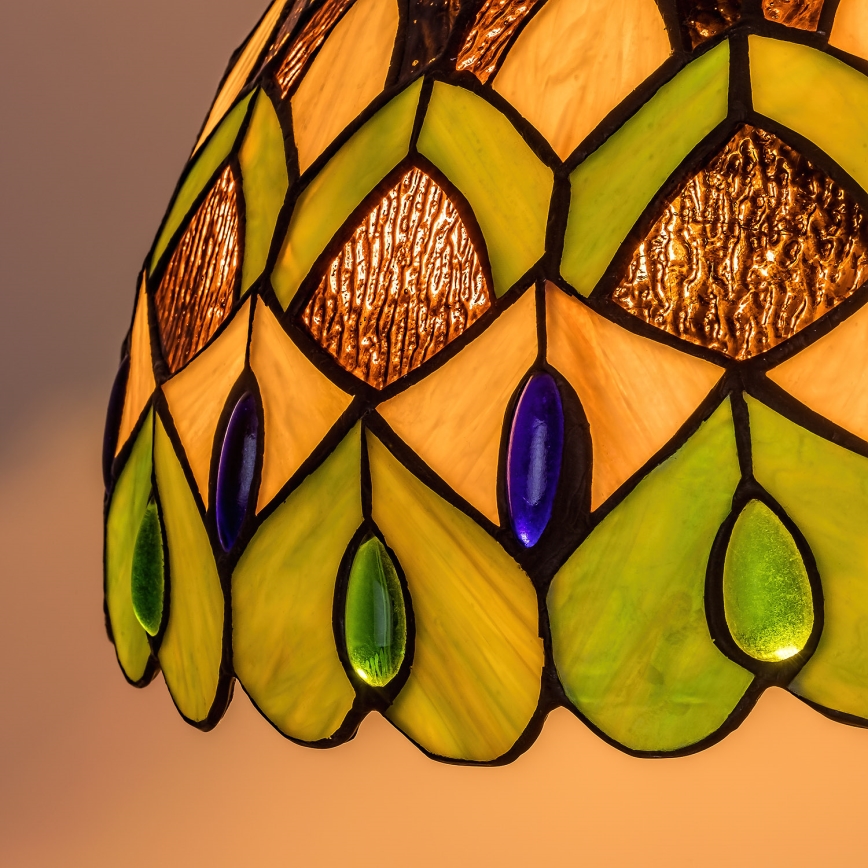 Brilagi - lustre en vitrail de style Tiffany suspendu par une chaîne MARGARET 2xE27/60W/230V