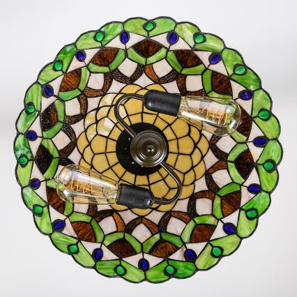 Brilagi - lustre en vitrail de style Tiffany suspendu par une chaîne MARGARET 2xE27/60W/230V