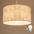 Brilagi - Lustre enfant LED suspendu sur câble BOBO, 1xE27/10W/230V, Ø 35 cm, blanc/petits lapins