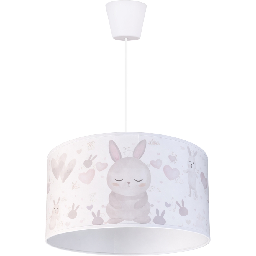 Brilagi - Lustre enfant LED suspendu sur câble BOBO, 1xE27/60W/230V, Ø 35 cm, blanc/petits lapins