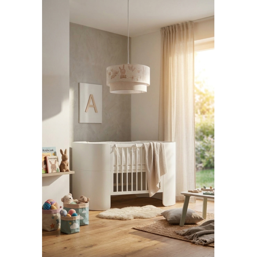 Brilagi - Lustre enfant LED suspendu sur câble BOBO, 1xE27/60W/230V, Ø 35 cm, blanc/petits lapins