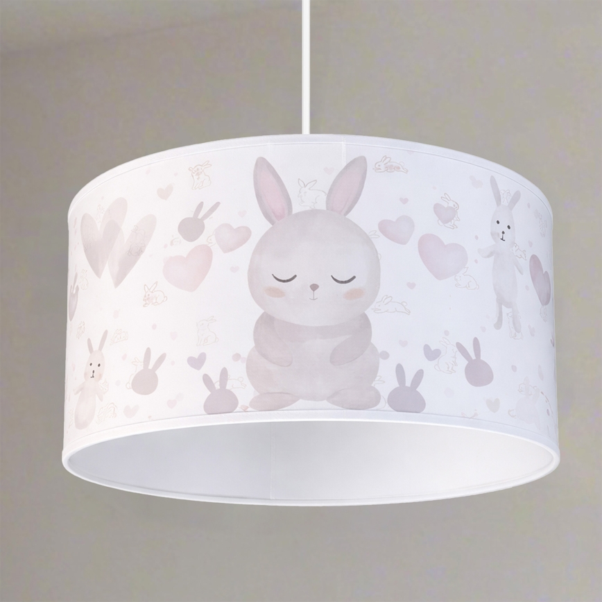 Brilagi - Lustre enfant LED suspendu sur câble BOBO, 1xE27/60W/230V, Ø 35 cm, blanc/petits lapins