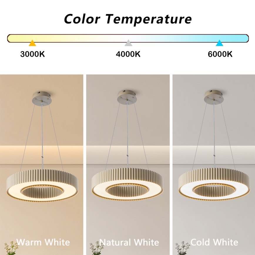 Brilagi - Suspension LED dimmable sur câble LUMIX LED/48W/230V 3000–6000 K beige Ø 50 cm + télécommande