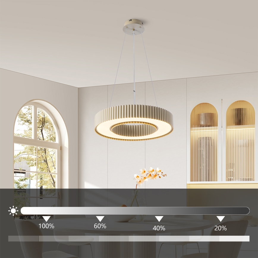 Brilagi - Suspension LED dimmable sur câble LUMIX LED/48W/230V 3000–6000 K beige Ø 50 cm + télécommande
