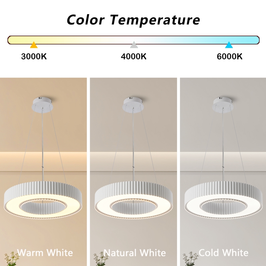 Brilagi - Suspension LED dimmable sur câble LUMIX LED/48W/230V 3000-6000K blanc Ø 50 cm + télécommande