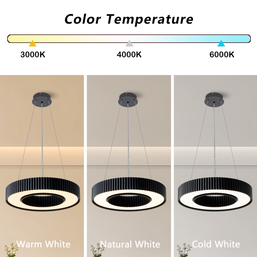 Brilagi - Suspension LED dimmable sur câble LUMIX LED/48W/230V 3000-6000K noir Ø 50 cm + télécommande