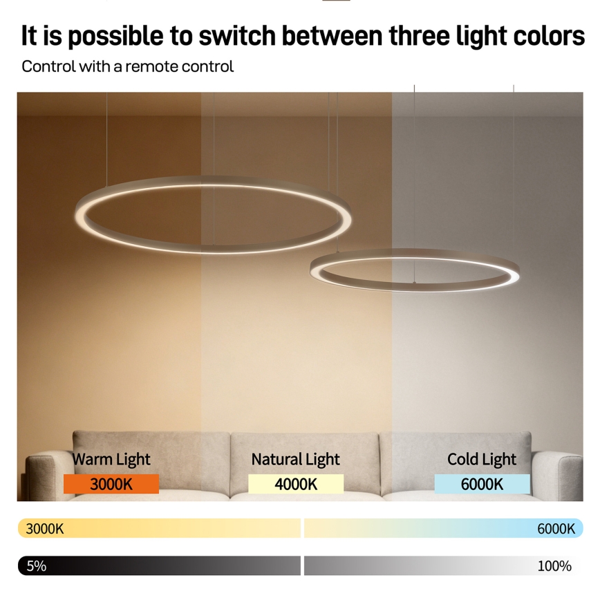 Brilagi - Suspension LED dimmable sur câble PORTOFINO LED/98W/230V 3000-6000K beige + télécommande