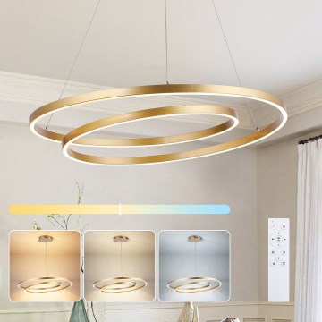 Brilagi - Lustre LED dimmable TWISTER, suspension sur câbles LED/105W/230V 3000-6000K Ø 100 cm doré + télécommande
