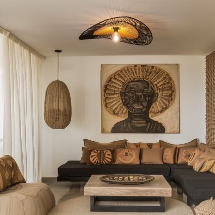 Brilagi - Lustre LED en applique CERIA BOHO 1xE27/40W/230V Ø 50 cm noir/marron