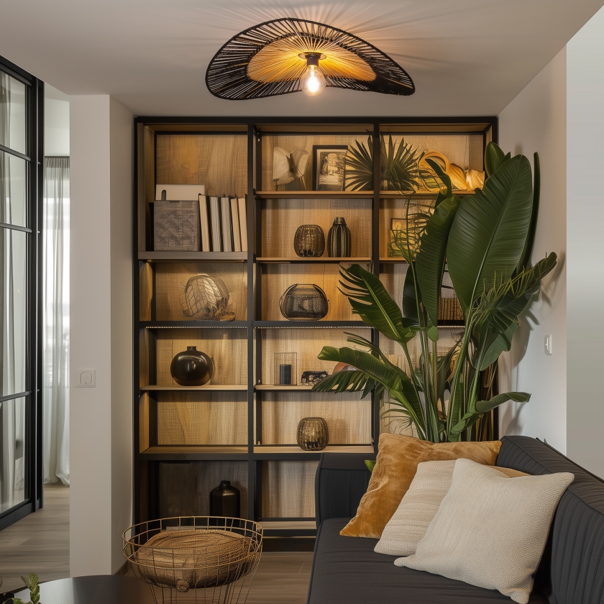 Brilagi - Lustre LED en applique CERIA BOHO 1xE27/40W/230V Ø 50 cm noir/marron