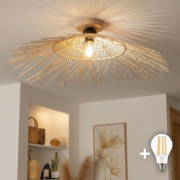 Brilagi - Lustre LED en saillie CERIA BOHO 1xE27/40W/230V Ø 100 cm bambou/chêne