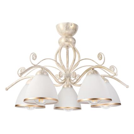 Brilagi - Lustre LED monté en surface ANTICO 5xE27/60W/230V/3000K, patine blanche