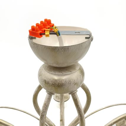 Brilagi - Lustre LED monté en surface ANTICO 5xE27/60W/230V/3000K, patine blanche