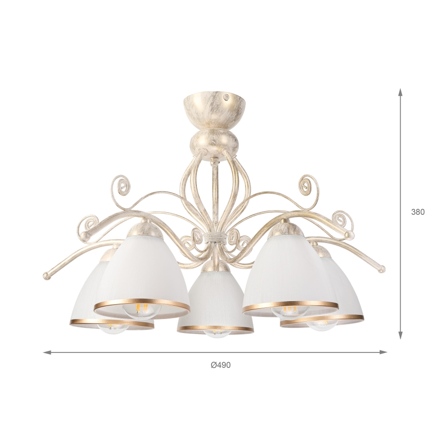 Brilagi - Lustre LED monté en surface ANTICO 5xE27/60W/230V/3000K, patine blanche