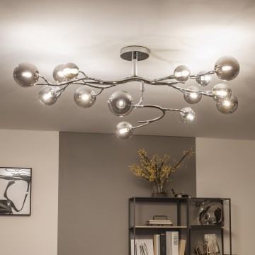 Brilagi - Lustre LED plafonnier MISTEL 15xG9/3W/230V chrome noir/fumé