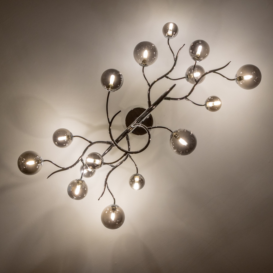 Brilagi - Lustre LED plafonnier MISTEL 15xG9/3W/230V chrome noir/fumé