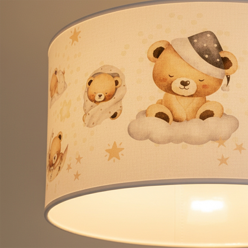 Brilagi - Lustre LED pour enfant suspendu sur câble BOBO 1xE27/10W/230V Ø 35 cm blanc/oursons