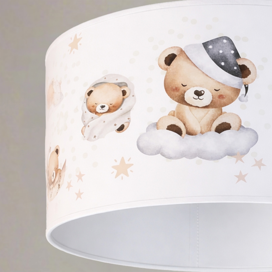 Brilagi - Lustre LED pour enfant suspendu sur câble BOBO 1xE27/10W/230V Ø 35 cm blanc/oursons