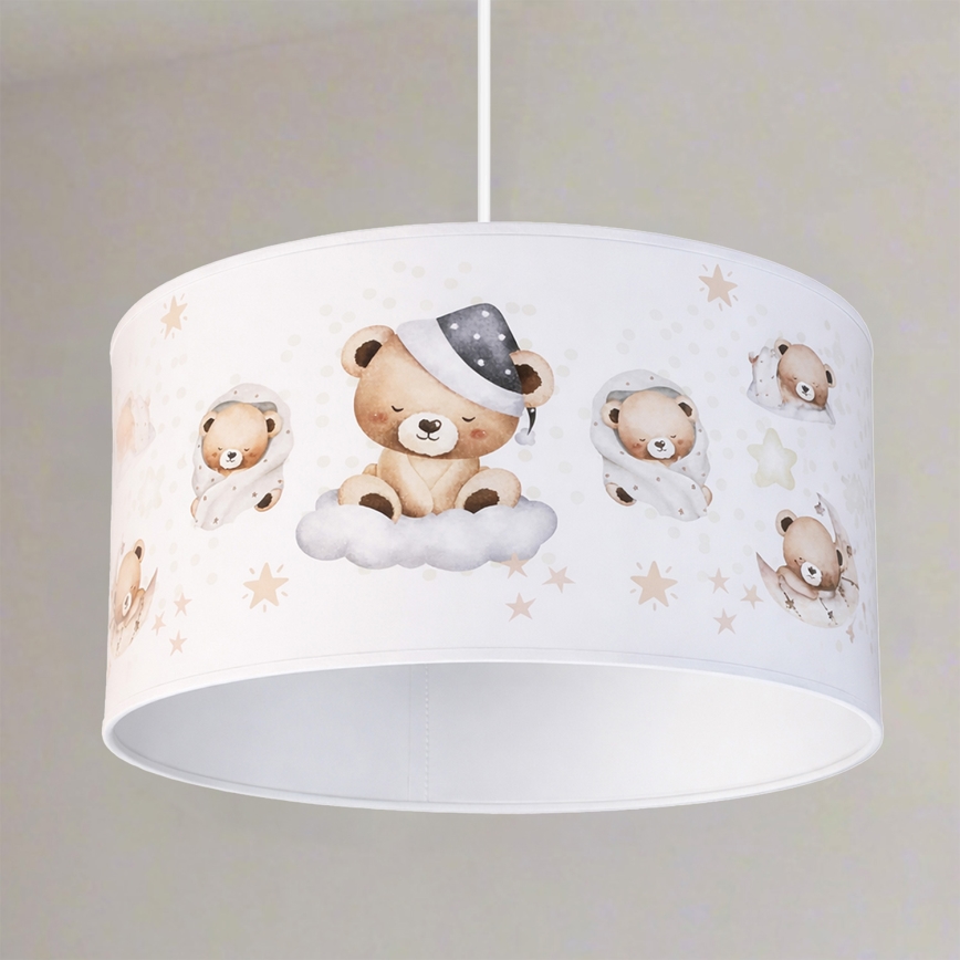 Brilagi - Lustre LED pour enfant suspendu sur câble BOBO 1xE27/60W/230V Ø 35 cm blanc/oursons