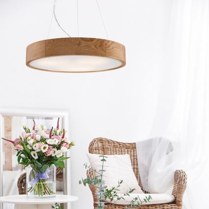 Brilagi - Suspension LED RGBW dimmable sur câble CARVALHO 3xE27/9W/230V 2700-6500K Wi-Fi chêne Ø 47,5 cm