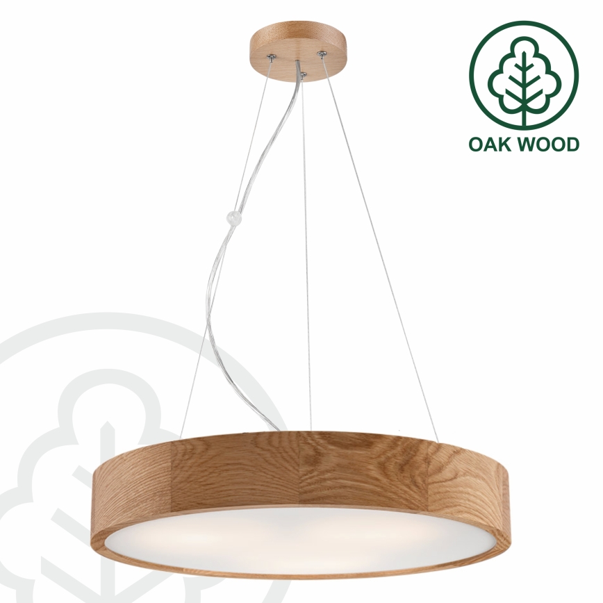 Brilagi - Suspension LED RGBW dimmable sur câble CARVALHO 3xE27/9W/230V 2700-6500K Wi-Fi chêne Ø 47,5 cm