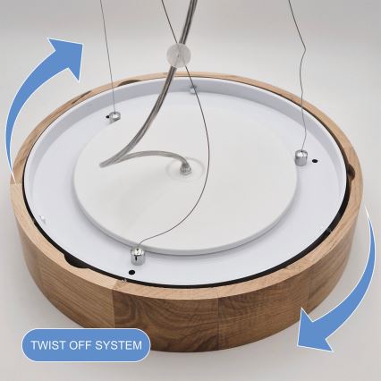 Brilagi - Suspension LED RGBW dimmable sur câble CARVALHO 3xE27/9W/230V 2700-6500K Wi-Fi chêne Ø 47,5 cm