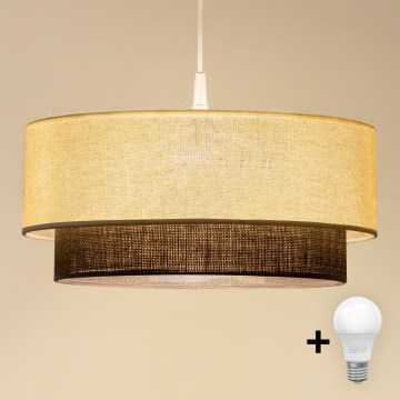 Brilagi - Lustre LED sur câble BOHO STYLE 1xE27/15W/230V Ø 40 cm crème/marron