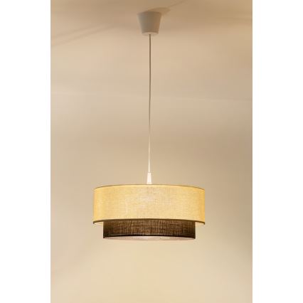 Brilagi - Lustre LED sur câble BOHO STYLE 1xE27/15W/230V Ø 40 cm crème/marron