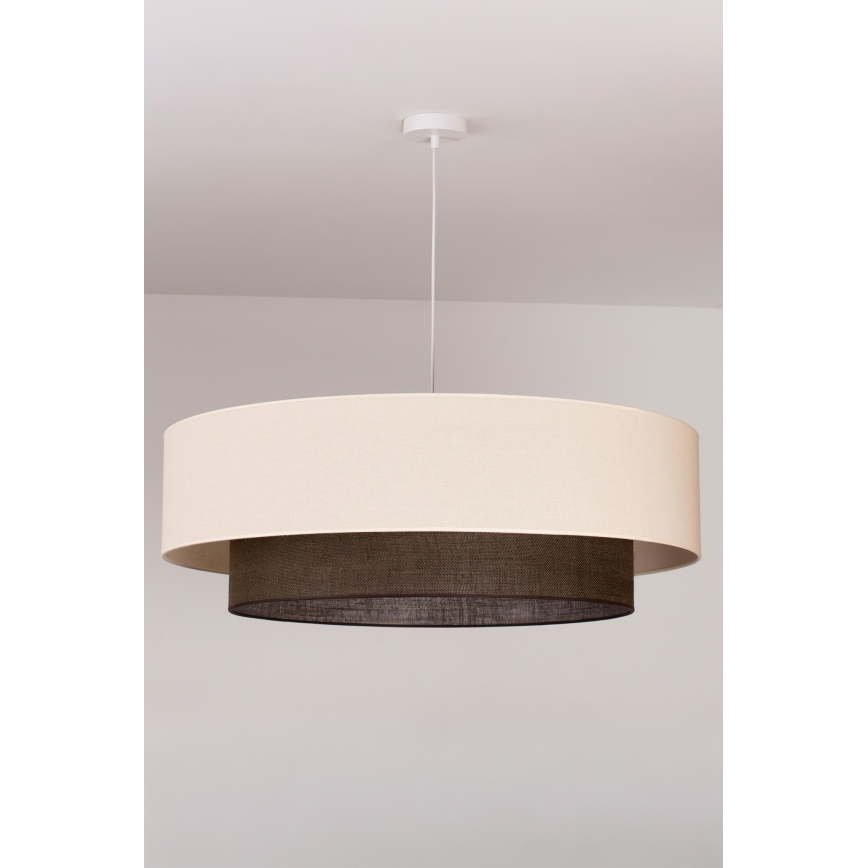 Brilagi - Lustre LED sur câble BOHO STYLE 3xE27/15W/230V Ø 80 cm crème/marron